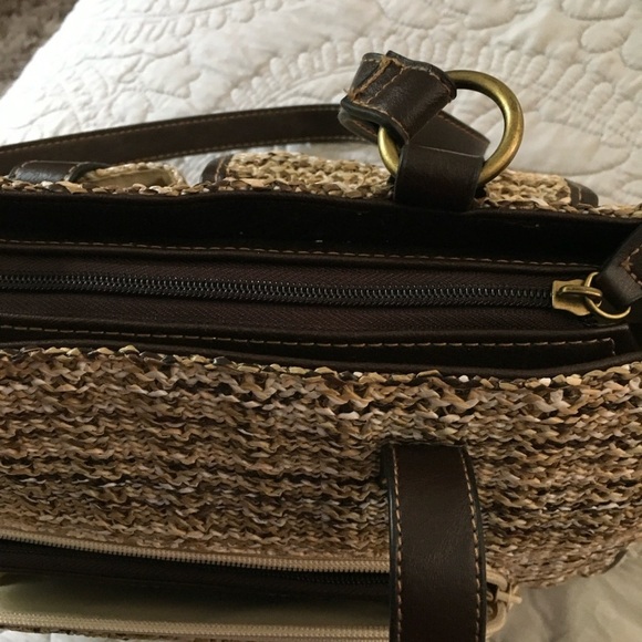 Women's Large Tan and Brown Woven Shoulder Bag - Picture 6 of 11